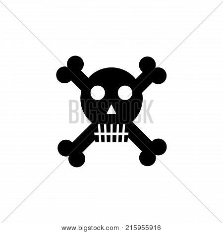 Crossbones / death skull danger or poison flat icon on white background