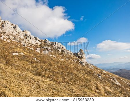 Interesting rock formations near the top of a mountain Rtanj, central Serbia