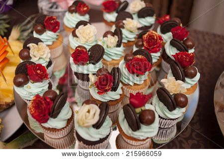 Wedding candies table. Condies for celebrate anniversary