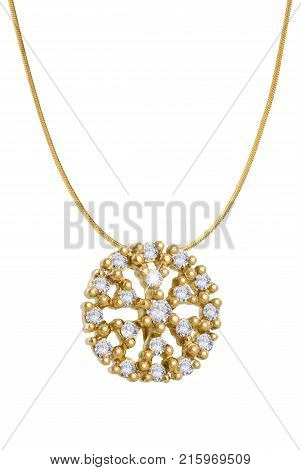 Gold chain on a white background. Acessory.