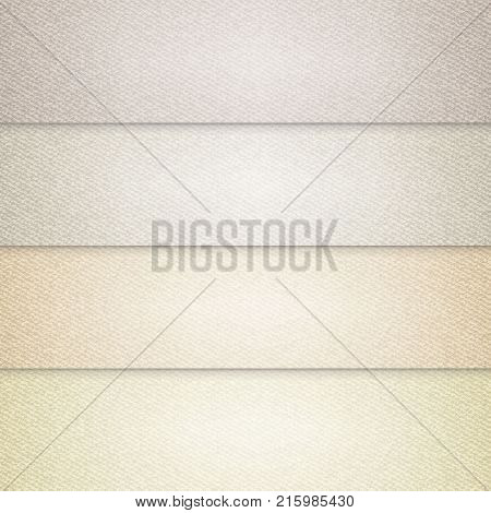 Vector various beige color set of backgrounds, realistic cloth illustration, set of horizontal banners with sackcloth texture.