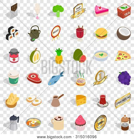 Tasty Drink Icons Set. Isometric Style Of 36 Tasty Drink Icons For Web For Any Design