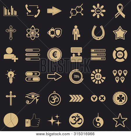 Percent Icons Set. Simple Style Of 36 Percent Icons For Web For Any Design