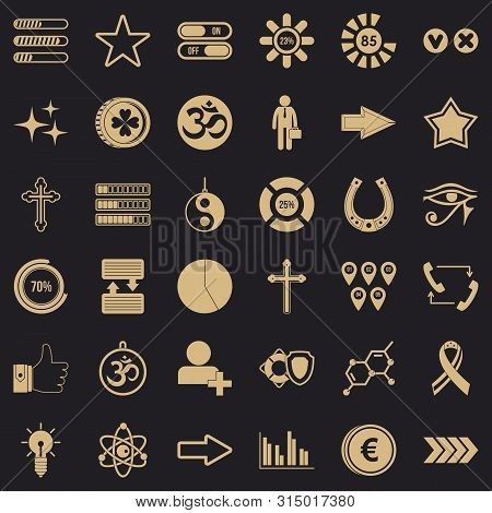 Hieroglyph Icons Set. Simple Style Of 36 Hieroglyph Icons For Web For Any Design