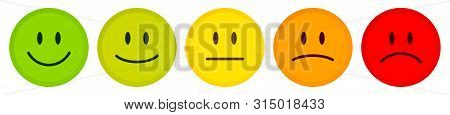 Set Of Five Colorful Faces Greent To Red