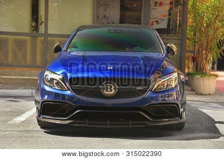 Kiev, Ukraine - May 3, 2019: Blue Mercedes Brabus Parked In The City