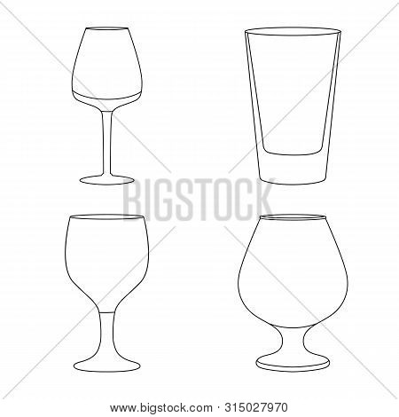 Vector Illustration Of Dishes And Container Sign. Set Of Dishes And Glassware Stock Vector Illustrat