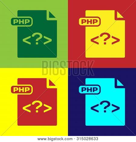 Color Php File Document. Download Php Button Icon Isolated On Color Background. Php File Symbol. Vec