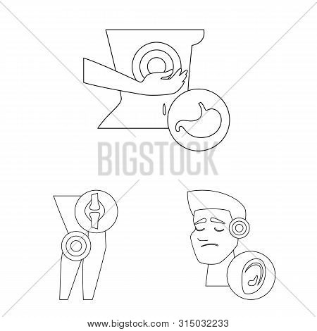 Vector Design Of Bone And Inflammation Logo. Set Of Bone And Wound Vector Icon For Stock.