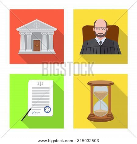 Vector Illustration Of Law And Lawyer Icon. Set Of Law And Justice Stock Symbol For Web.