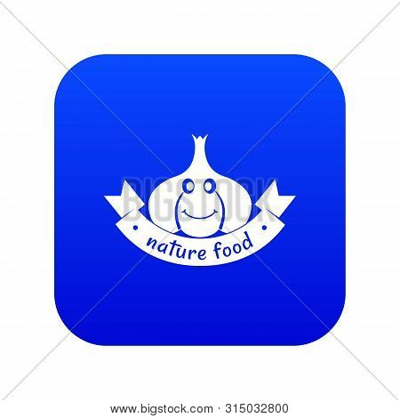 Garlic Icon Blue Isolated On White Background