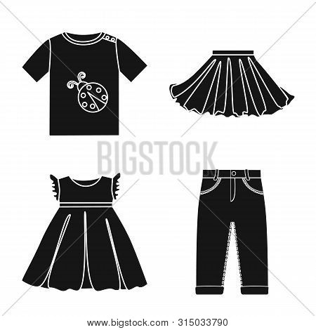 Isolated Object Of Little And Cotton Logo. Set Of Little And Kid Stock Vector Illustration.