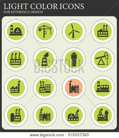 Industrial Building Web Icons For User Interface Design