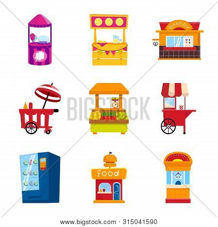 Isolated Object Of And Booth Symbol. Set Of And Vending Vector Icon For Stock.