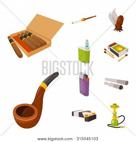 Isolated Object Of Tobacco And Habit Logo. Collection Of Tobacco And Smoker Stock Vector Illustratio