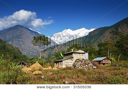 Vuoristomaisema maatalouden Nepal
