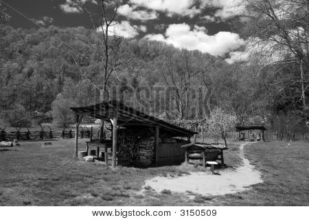 Drewnianej chacie w Smoky Mountain Np