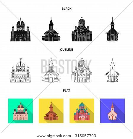 Vector Design Of Cult And Temple Icon. Set Of Cult And Parish Vector Icon For Stock.