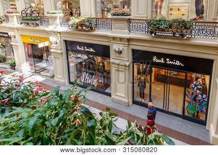 Moscow, Russia - July 28, 2019: Storefronts Of Paul Smith Butique In Gum State Department Store On R