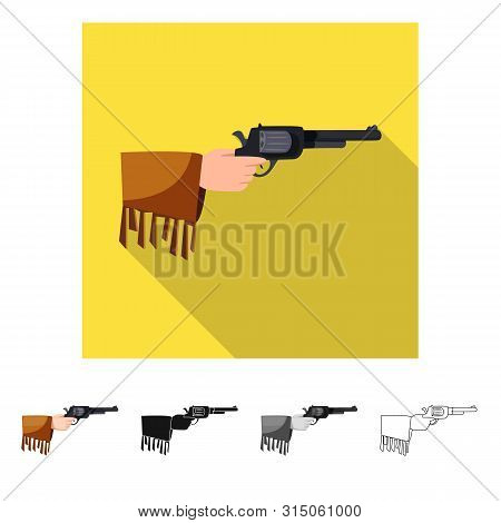 Vector Illustration Of Revolver And Gun Sign. Collection Of Revolver And Pistol Vector Icon For Stoc