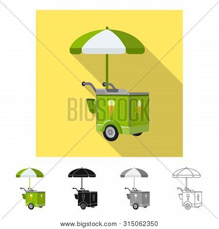 Isolated Object Of Cart And Parasol Icon. Set Of Cart And Sunshade Stock Vector Illustration.
