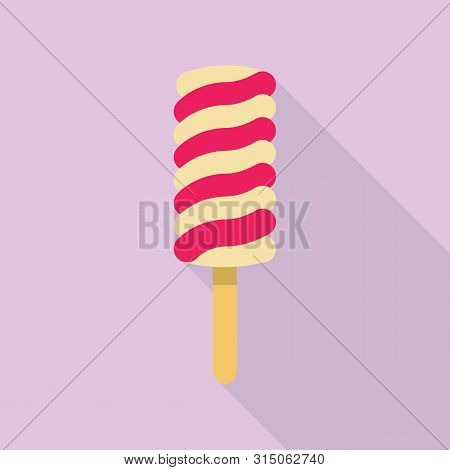 Vanilla Red Popsicle Icon. Flat Illustration Of Vanilla Red Popsicle Icon For Web Design