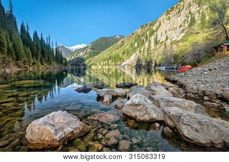 View Of Lower Kolsay Lake In Kolsay Lakes National Park, Almaty Region, Kazakhstan