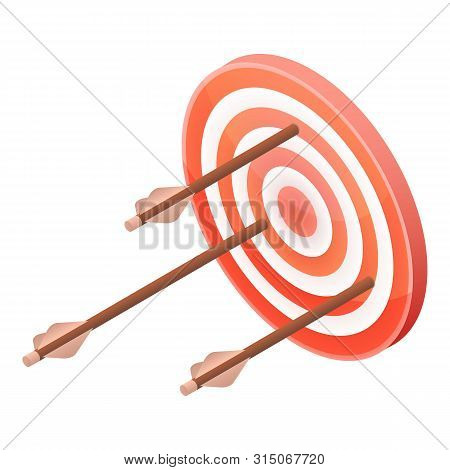 Red Arch Target Icon. Isometric Of Red Arch Target Icon For Web Design Isolated On White Background