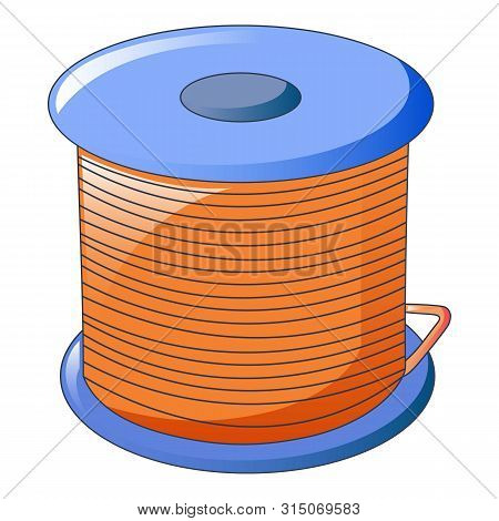 Orange Cable Coil Icon. Cartoon Of Orange Cable Coil Icon For Web Design Isolated On White Backgroun