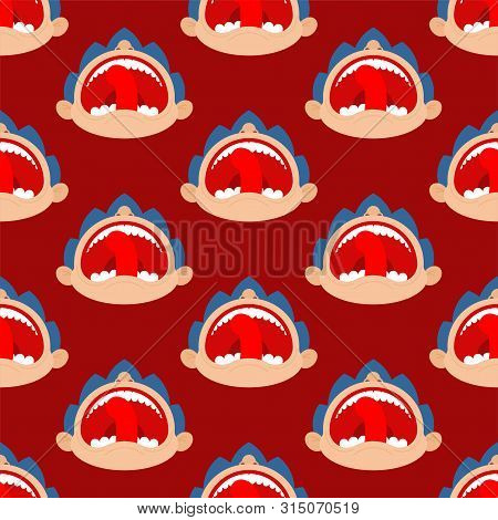 Boy Crying Open Mouth Pattern Seamless. Child Tantrum Background 
 