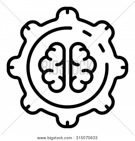 Ai Brain Gear Technology Icon. Outline Ai Brain Gear Technology Icon For Web Design Isolated On Whit