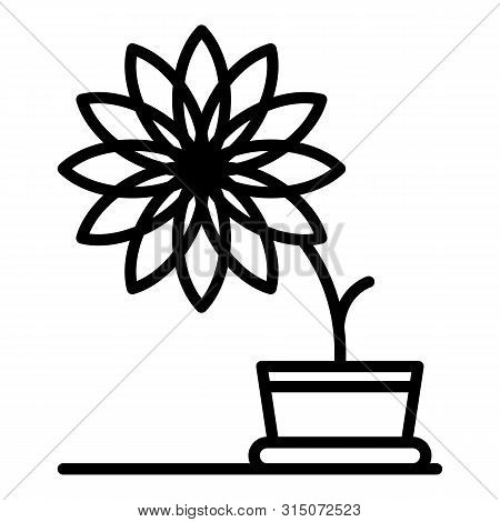 Big Flower Pot Icon. Outline Big Flower Pot Icon For Web Design Isolated On White Background