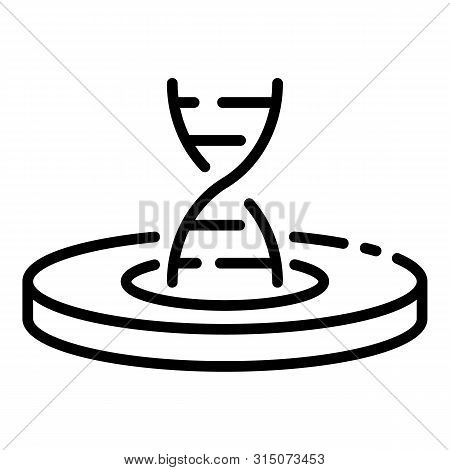 Dna Strand In Petri Dish Icon. Outline Dna Strand In Petri Dish Icon For Web Design Isolated On Whit