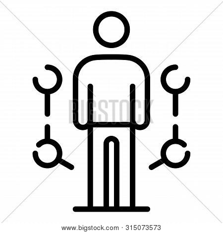 Man And Molecules Icon. Outline Man And Molecules Icon For Web Design Isolated On White Background