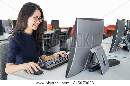 Back To School Education Knowledge College University Concept, Young People Being Used Computer And 