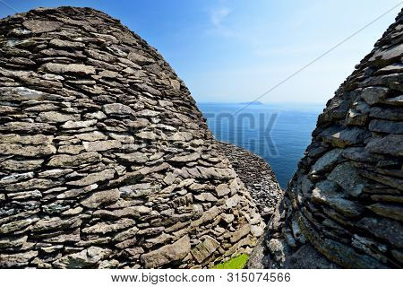 Skellig Michael Or Great Skellig, Home To The Ruined Remains Of A Christian Monastery. Inhabited By
