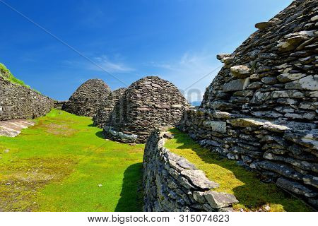 Skellig Michael Or Great Skellig, Home To The Ruined Remains Of A Christian Monastery. Inhabited By