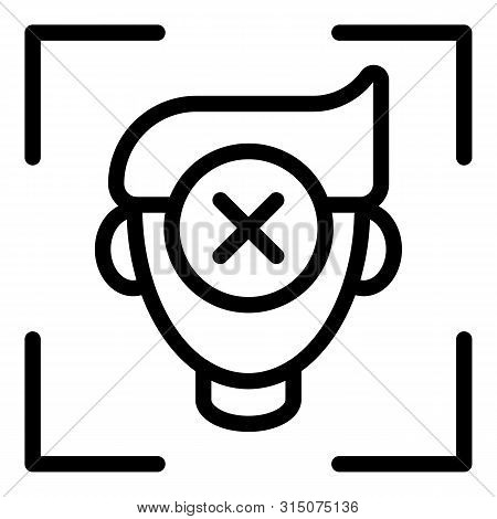 Face Not Recognized Icon. Outline Face Not Recognized Icon For Web Design Isolated On White Backgrou