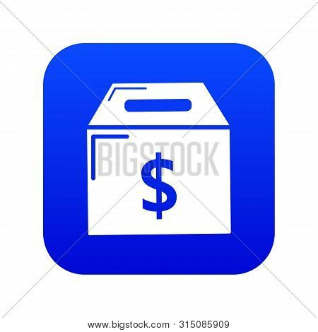 Box Money Icon Blue Isolated On White Background