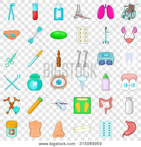 Desease Icons Set. Cartoon Style Of 36 Desease Icons For Web For Any Design