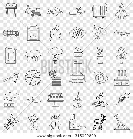 Dsaster Icons Set. Outline Style Of 36 Disaster Icons For Web For Any Design