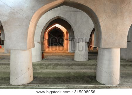 Rustaq, Oman, May 28, 2016: basement of historic Rustaq Fort in Oman
