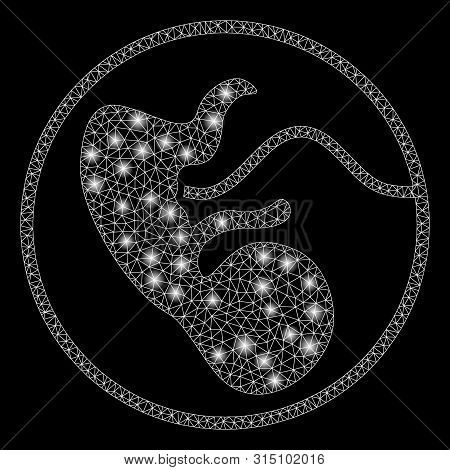 Glowing Mesh Prenatal With Sparkle Effect. Abstract Illuminated Model Of Prenatal Icon. Shiny Wire F