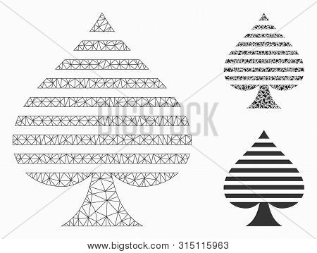 Mesh Peaks Suit Model With Triangle Mosaic Icon. Wire Carcass Triangular Network Of Peaks Suit. Vect
