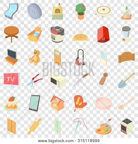 Mixer Icons Set. Cartoon Style Of 36 Mixer Vector Icons For Web For Any Design