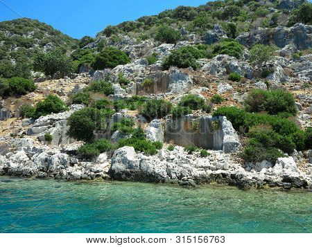 The Sunken Ruins On The Island Of Kekova Dolichiste Of The Ancient Lycian City Of Ancient Simena, Wa