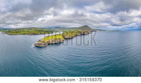Aerial View Of Teelin Bay In County Donegal On The Wild Atlantic Way In Ireland