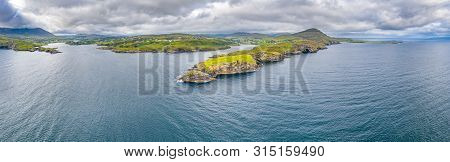 Aerial View Of Teelin Bay In County Donegal On The Wild Atlantic Way In Ireland