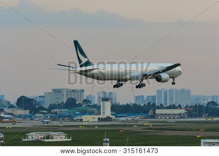 Airplane Landing At Saigon Airport, Vietnam