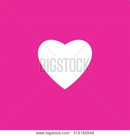 Pink Love Icon, White  Heart Logo Isolated With Pink Background. Heart Icon Eps. Simple Heart , Love